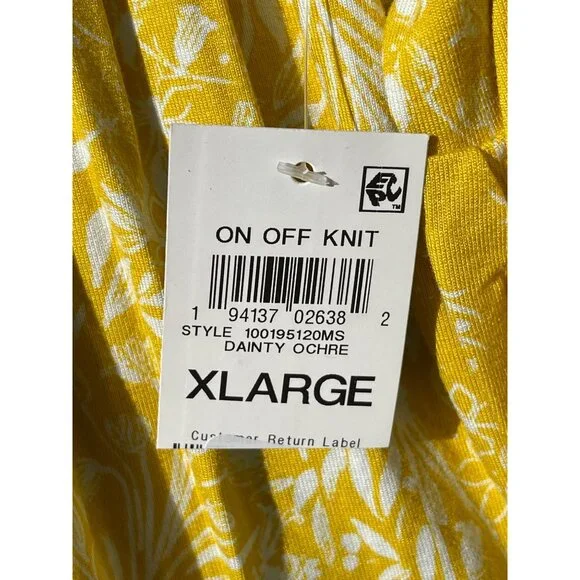Style & Co XL Yellow Floral Bell Sleeve On Off Knit Top Dainty Ochre Rayon Blend - Picture 9 of 10
